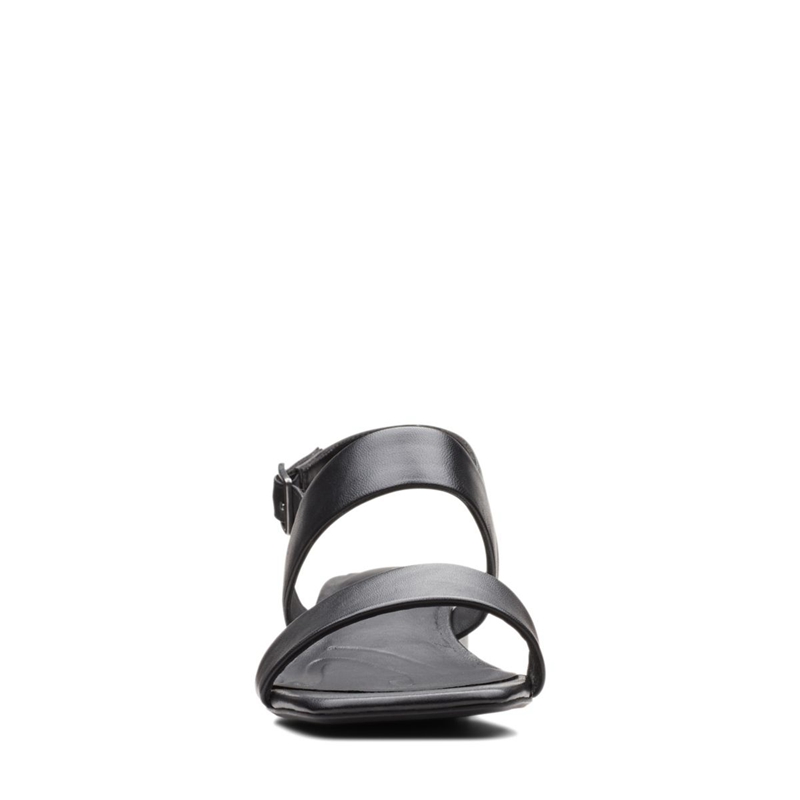 Black Clarks Seren25 Strap Leather Women's Sandals | 09526-PNCZ