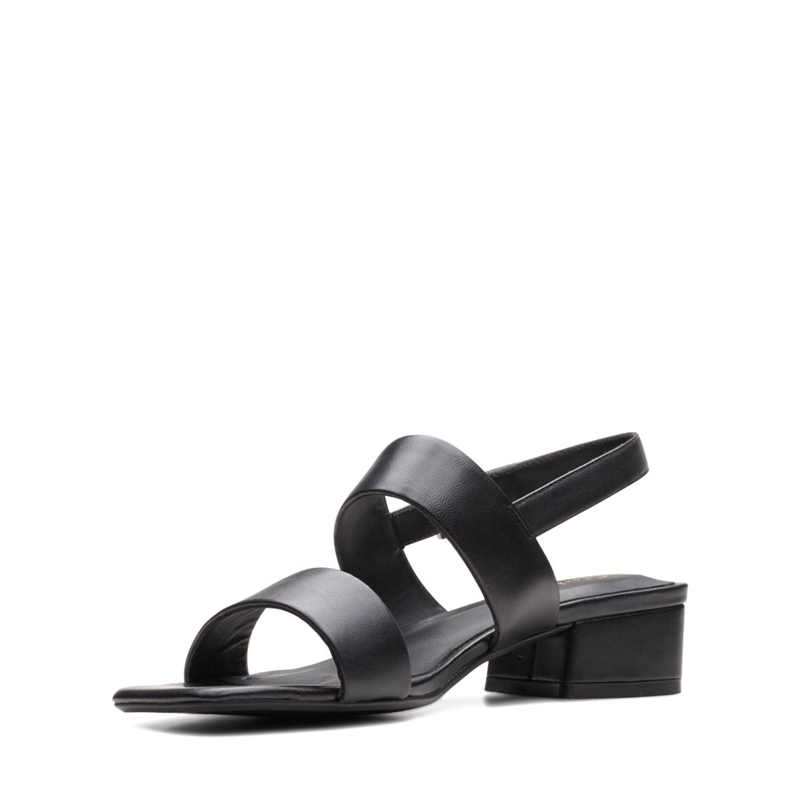 Black Clarks Seren25 Strap Leather Women's Sandals | 09526-PNCZ