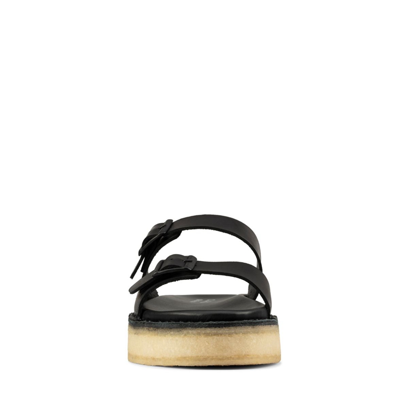 Black Clarks Sndl Leather Women's Sandals | 17680-CDFT