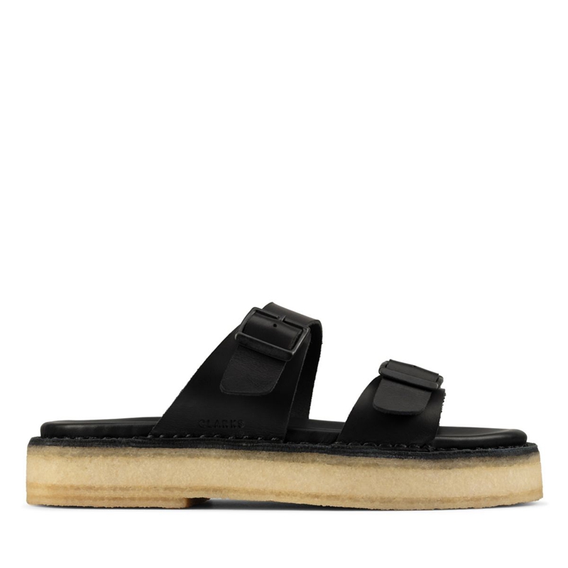 Black Clarks Sndl Leather Women\'s Sandals | 17680-CDFT