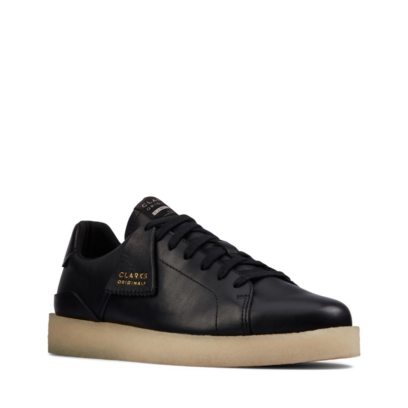 Black Clarks Tormatch Leather Men's Sneakers | 20657-OVCS