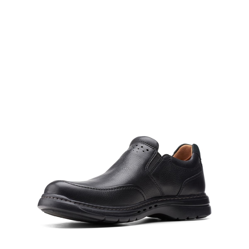 Black Clarks Un Brawley Step Leather Men's Loafers | 42837-BRHF