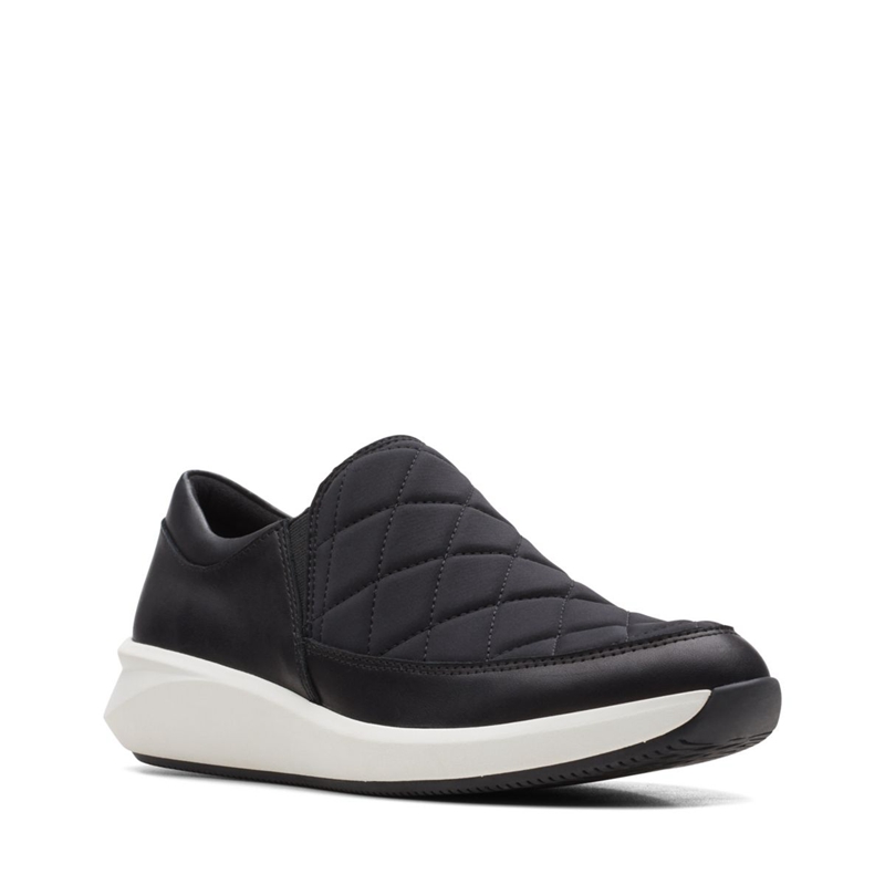 Black Clarks Un Rio Spark Combi Women's Slip Ons | 47615-JGMP