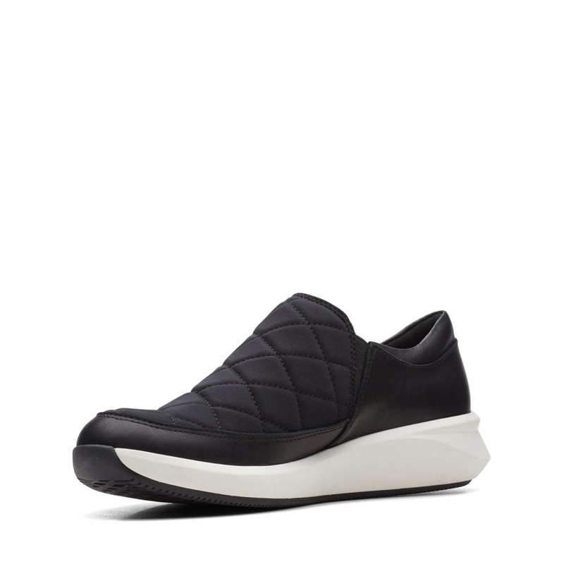 Black Clarks Un Rio Spark Combi Women's Slip Ons | 47615-JGMP