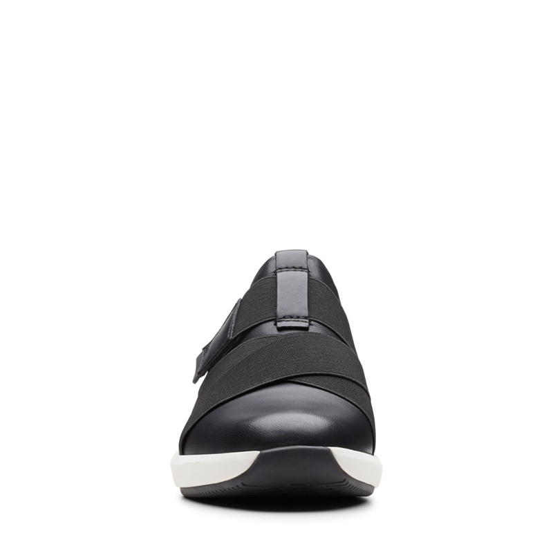 Black Clarks Un Rio Strap Leather Women's Sneakers | 89046-VQXM