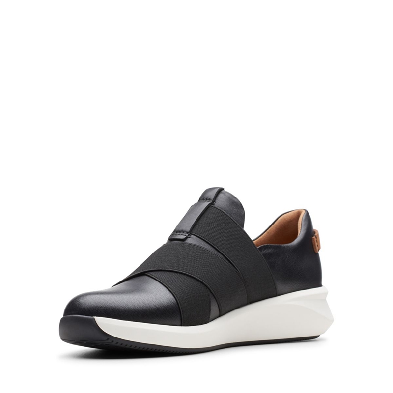 Black Clarks Un Rio Strap Leather Women's Sneakers | 89046-VQXM