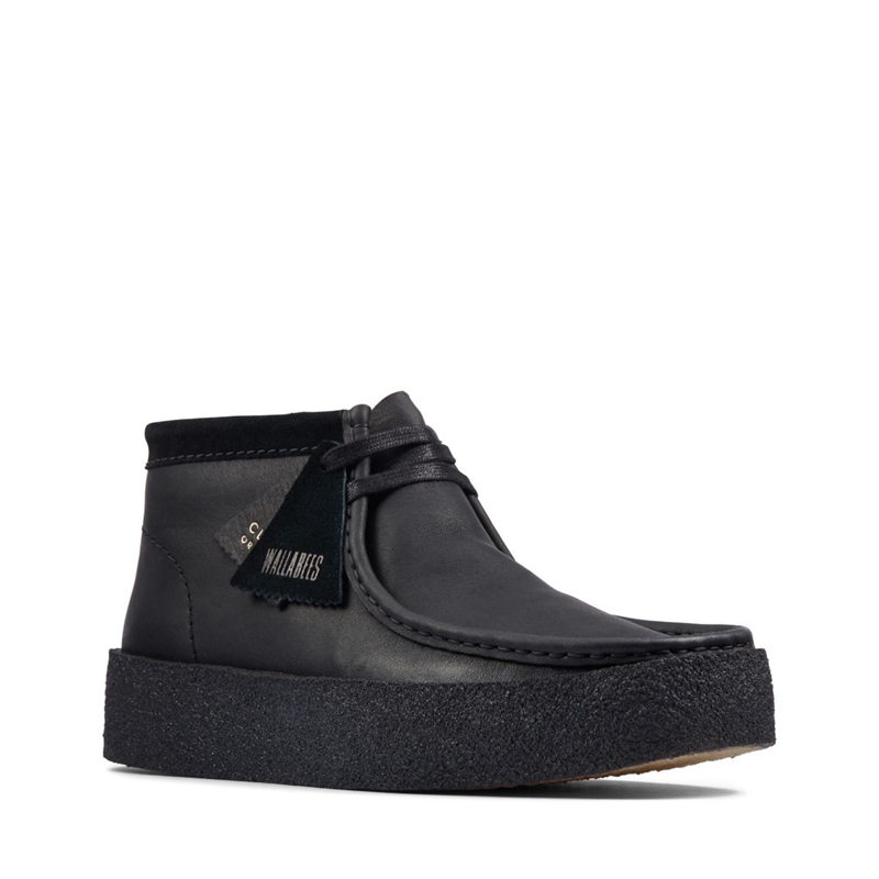 Black Clarks Wallabee Cup Bt Leather Men's Desert Boots | 18523-GKRN