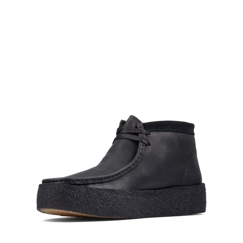 Black Clarks Wallabee Cup Bt Leather Men's Desert Boots | 18523-GKRN