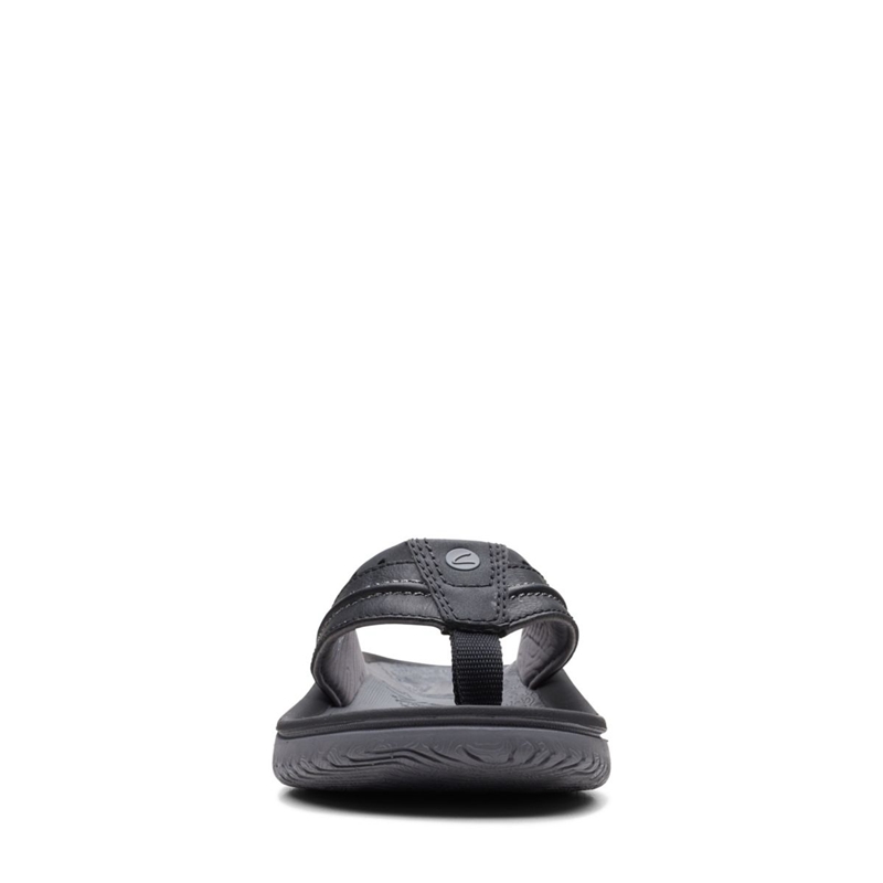 Black Clarks Wesley Post Men's Flip Flops | 93570-ZMBU