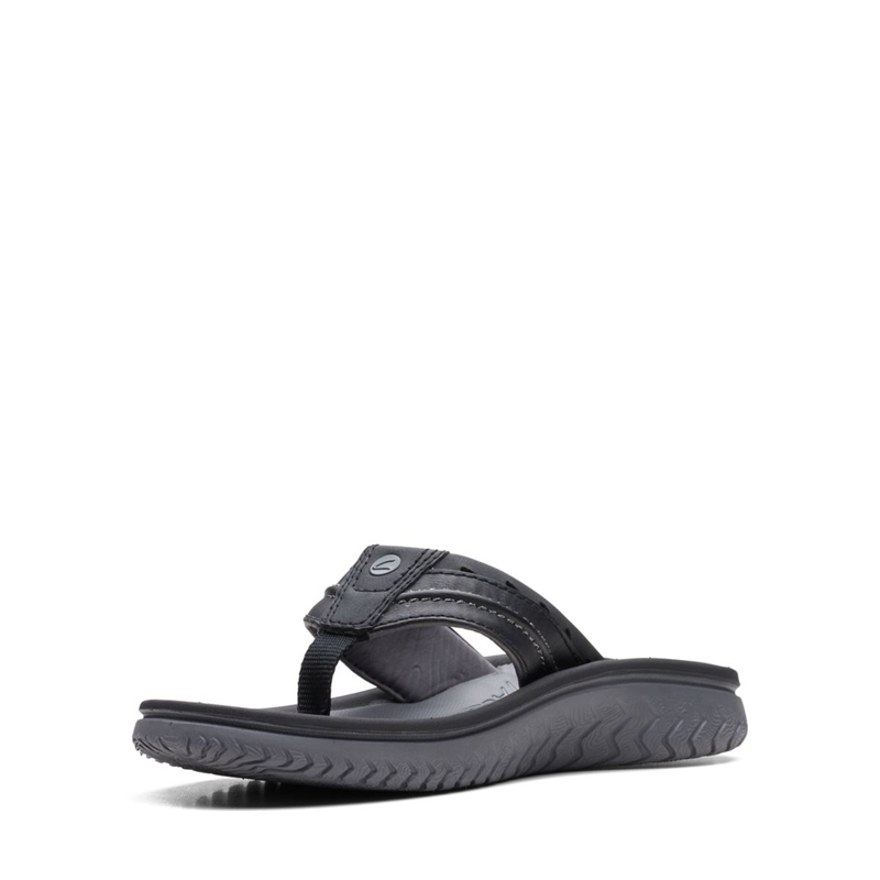 Black Clarks Wesley Post Men's Flip Flops | 93570-ZMBU