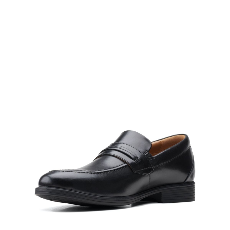 Black Clarks Whiddon Loafer Leather Men's Dress Shoes | 15086-WVNM