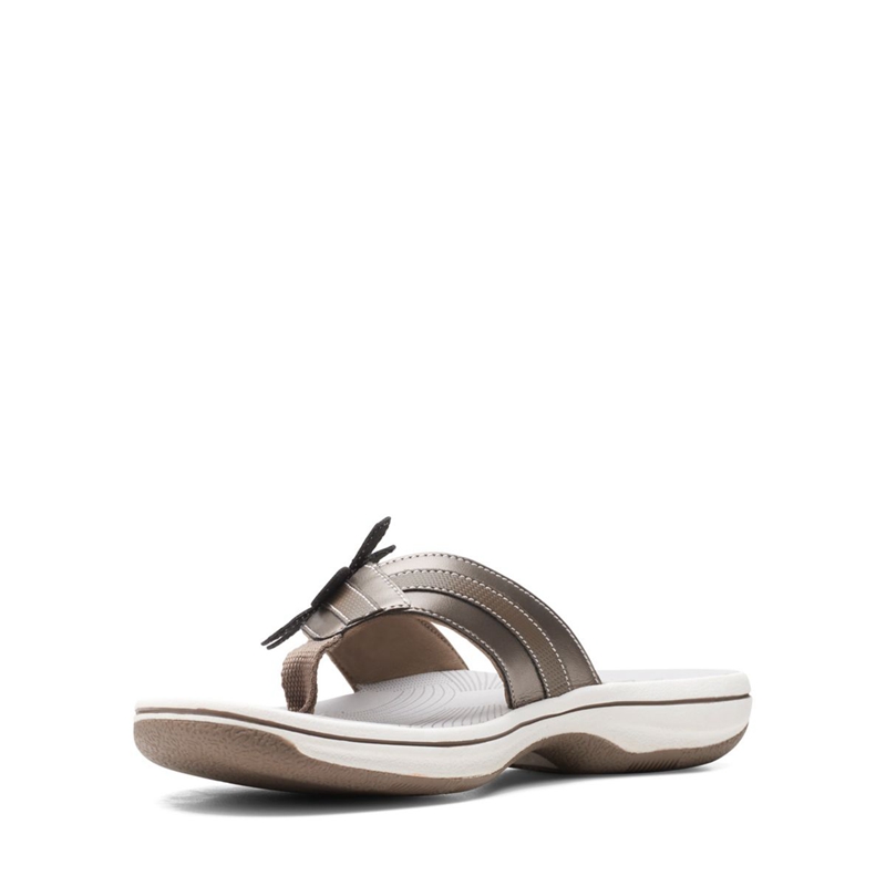 Blue Grey Clarks Brinkley Flora Pewter Women's Flip Flops | 90618-FQSG