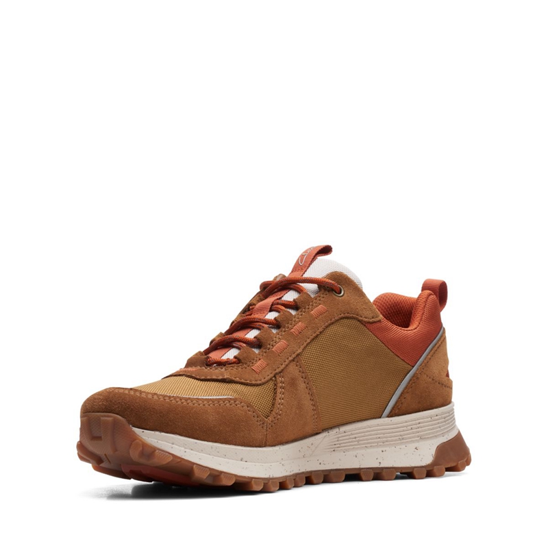 Brown Clarks ATL Trek Walk Cognac Combi Men's Sneakers | 38267-NTGC