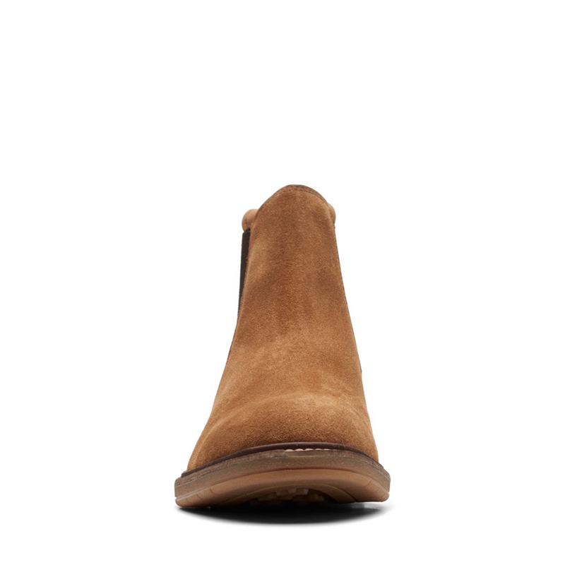 Brown Clarks Clarkdale Hall Cognac Suede Men's Chelsea Boots | 31568-MJDA