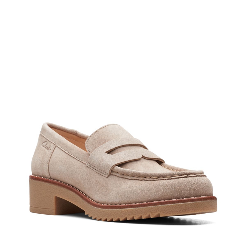 Brown Clarks Eden Style Sand Suede Women's Loafers | 93720-IELM