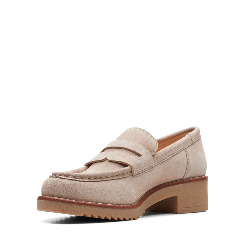 Brown Clarks Eden Style Sand Suede Women's Loafers | 93720-IELM