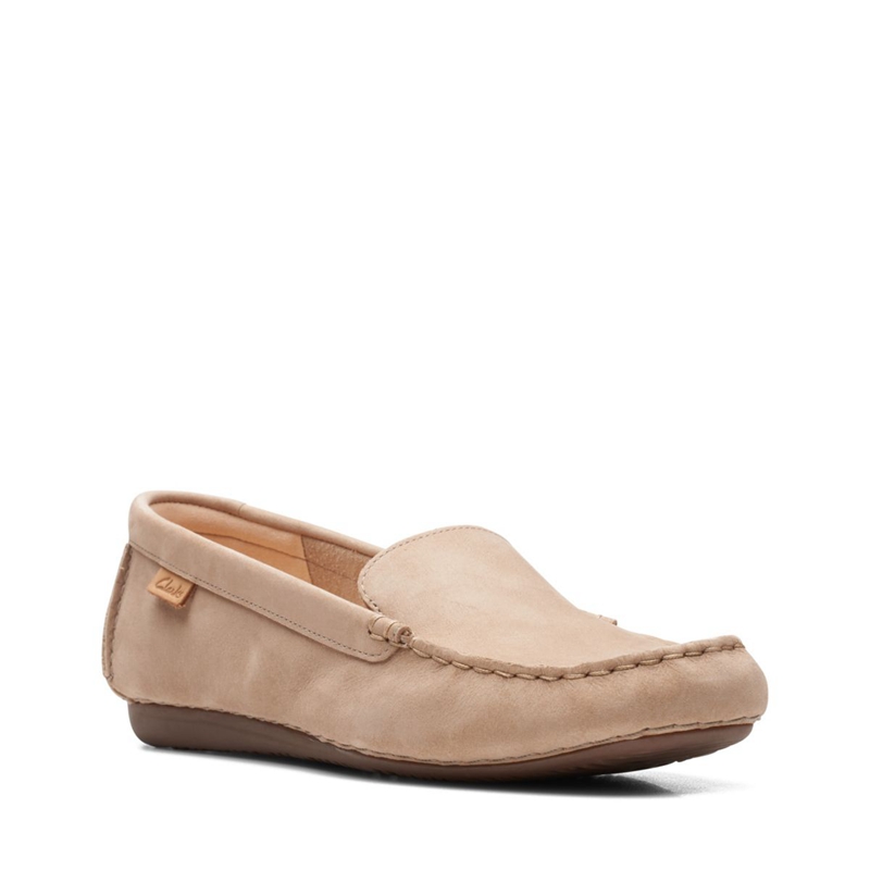 Brown Clarks Freckle Walk Sand Nubuck Women's Flat Shoes | 17905-TDVQ