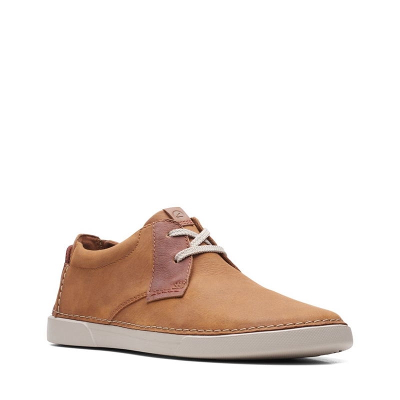 Brown Clarks Gereld Low Tan Leather Men's Slip Ons | 98607-LERO