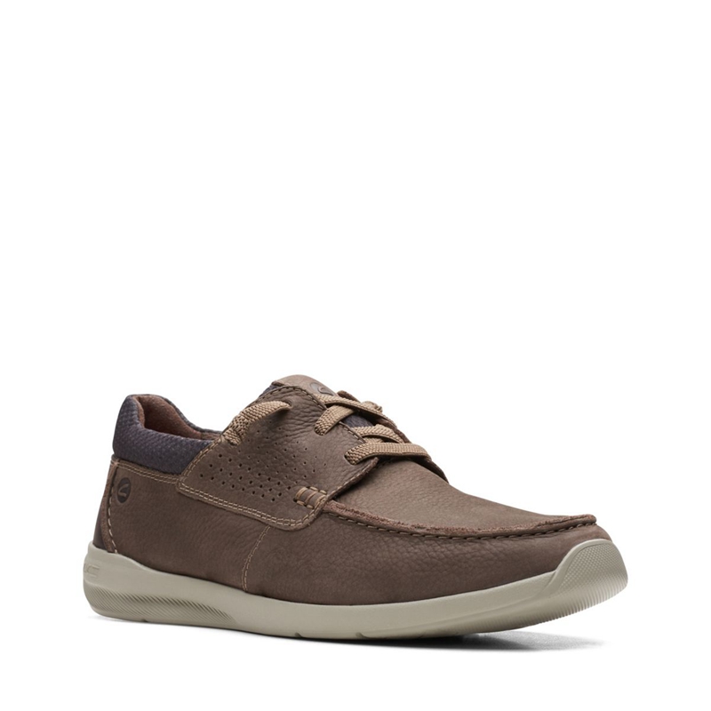 Brown Clarks Gorwin Moc Nubuck Men's Slip Ons | 38679-GSAY