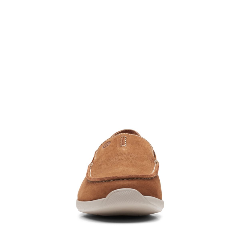 Brown Clarks Gorwin Step Nubuck Men's Slip Ons | 15430-XURK