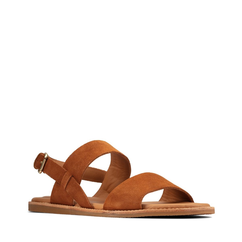 Brown Clarks Karsea Strap Suede Women's Sandals | 81530-WNTI