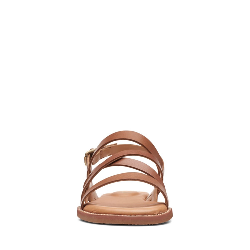 Brown Clarks Karsea Sun Leather Women's Sandals | 40675-ITPE