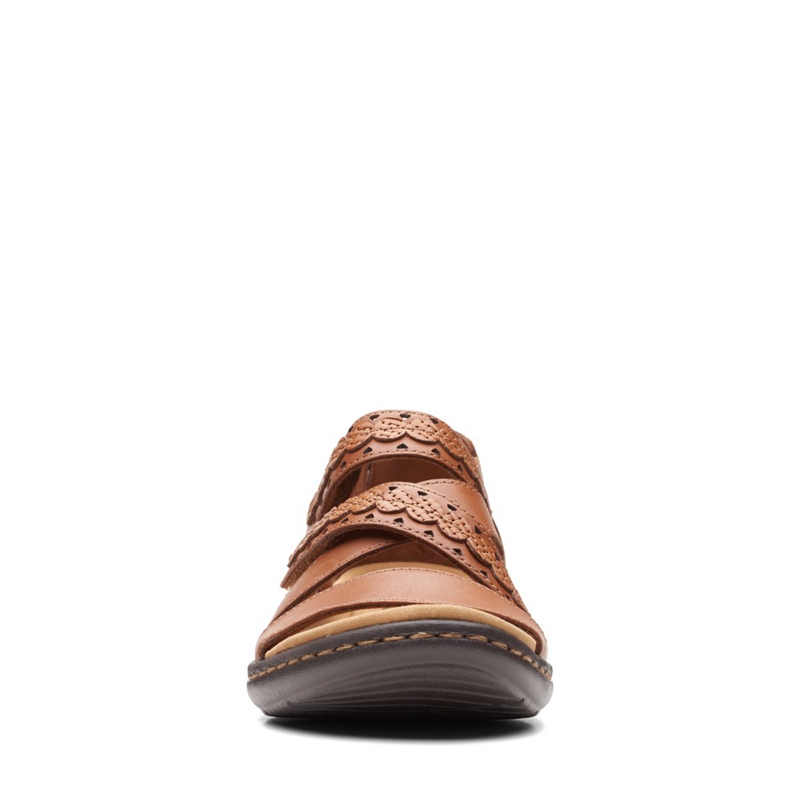 Brown Clarks LaurieannHolly Tan Leather Women's Sandals | 38047-ZKJF