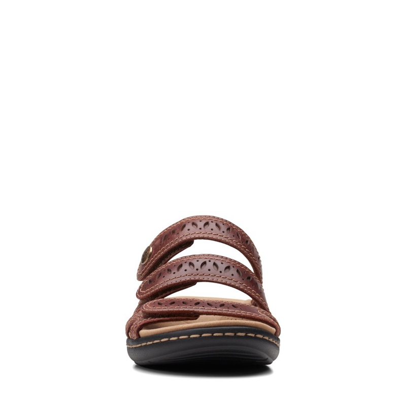 Brown Clarks Laurieann Dee Mahogany Leather Women's Sandals | 67543-WCUY