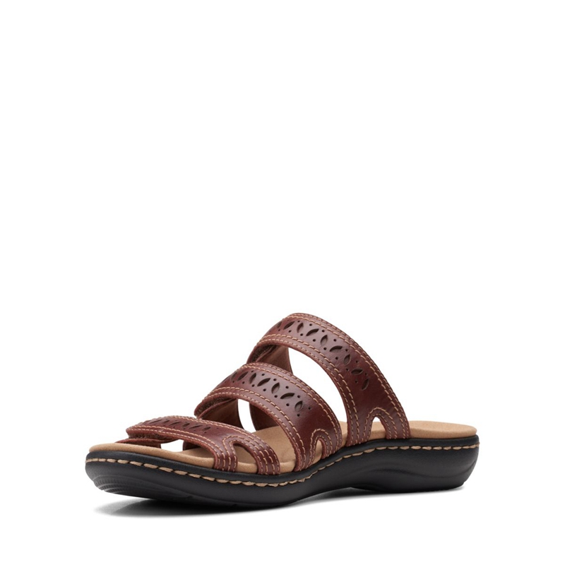 Brown Clarks Laurieann Dee Mahogany Leather Women's Sandals | 67543-WCUY