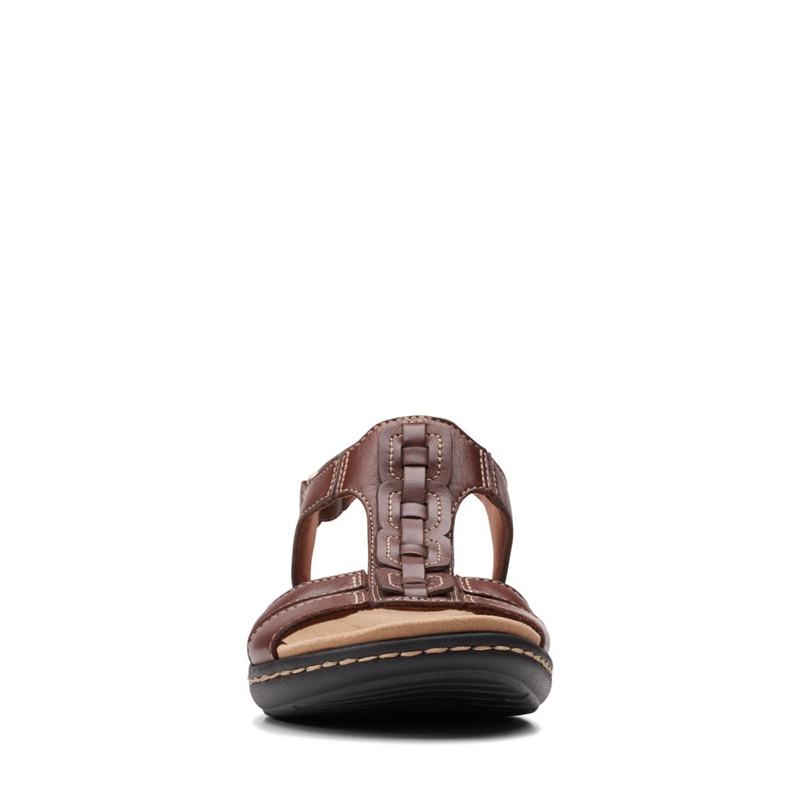 Brown Clarks Laurieann Kay Leather Women's Sandals | 68142-AIRQ