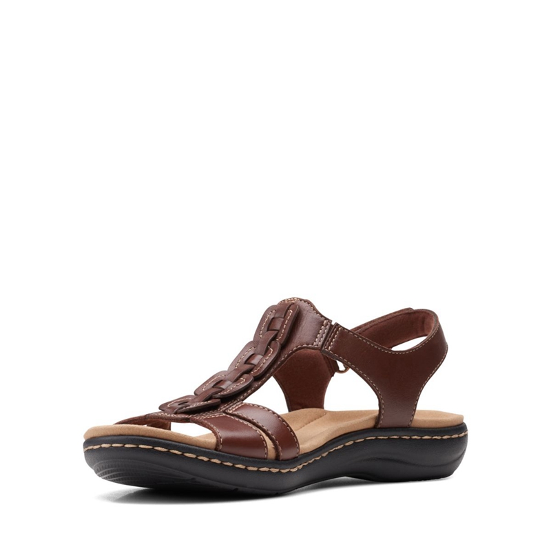 Brown Clarks Laurieann Kay Leather Women's Sandals | 68142-AIRQ