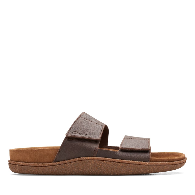 Brown Clarks Pilton Strap Nubuck Men\'s Sandals | 52301-NSZH