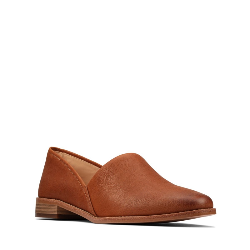 Brown Clarks Pure Easy Leather Women's Pumps | 04978-EHWL