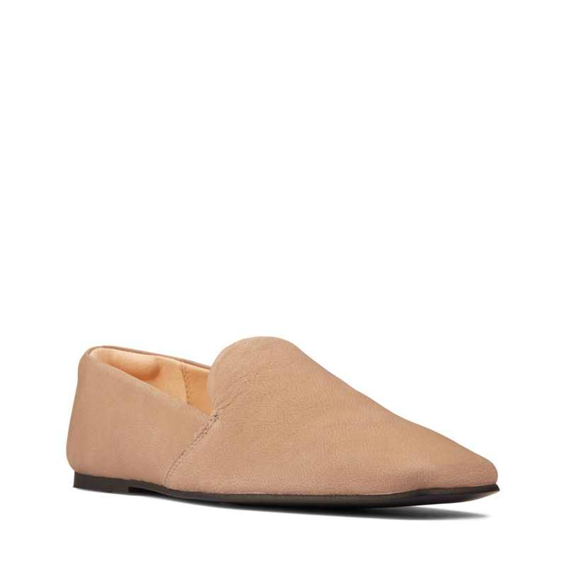 Brown Clarks Pure Slip Sand Leather Women's Flat Shoes | 13507-IXBT