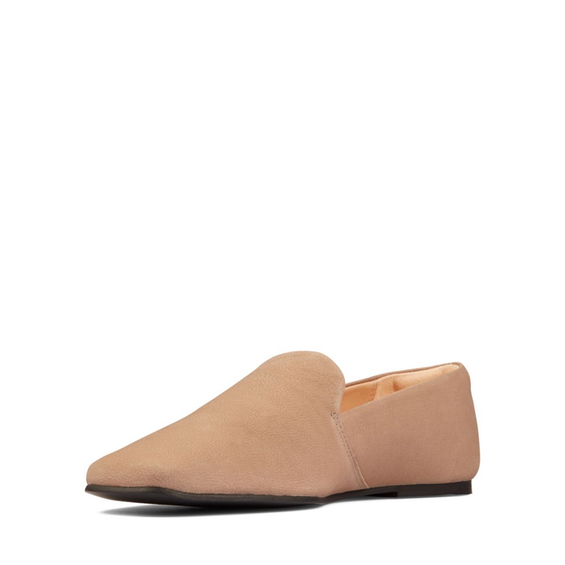 Brown Clarks Pure Slip Sand Leather Women's Flat Shoes | 13507-IXBT