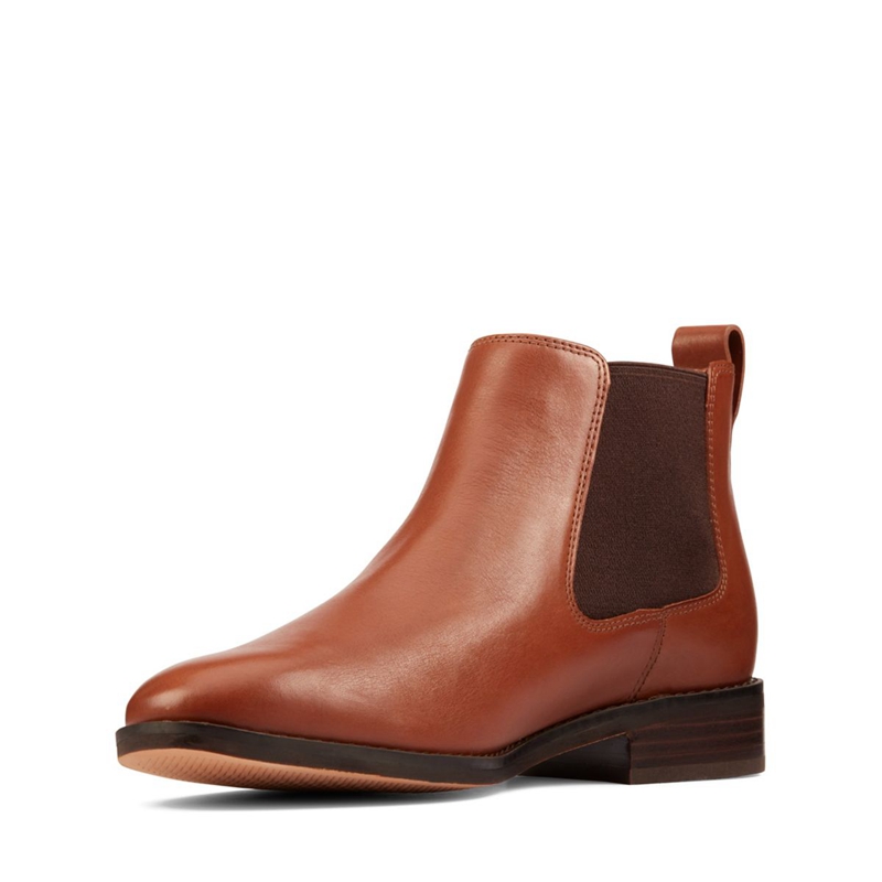 Brown Clarks Ria Chelsea Leather Women's Chelsea Boots | 81795-PJKV