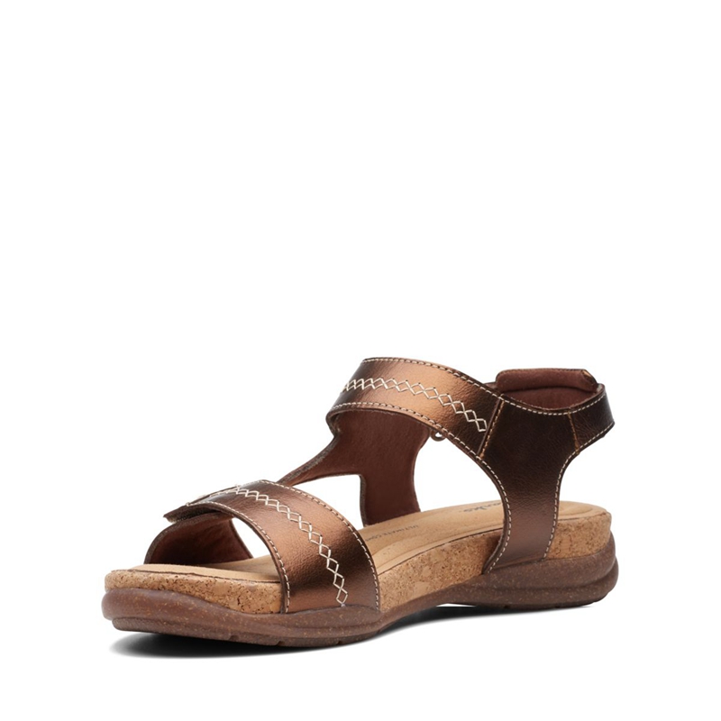 Brown Clarks Roseville Mae Leather Women's Sandals | 46789-JNGR