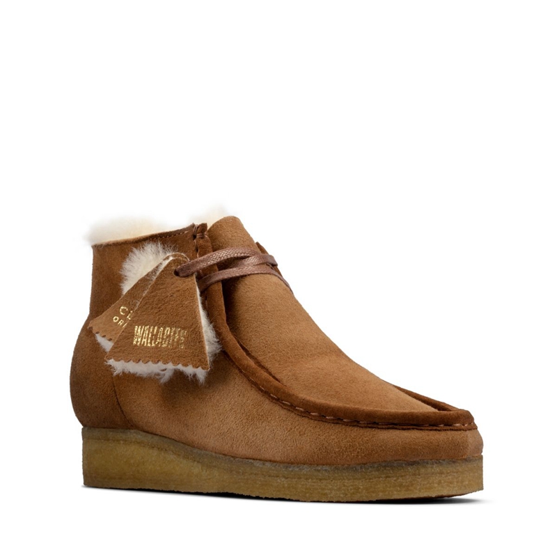 Brown Clarks Tan Wlined Lea Women's Desert Boots | 62985-ZPAD