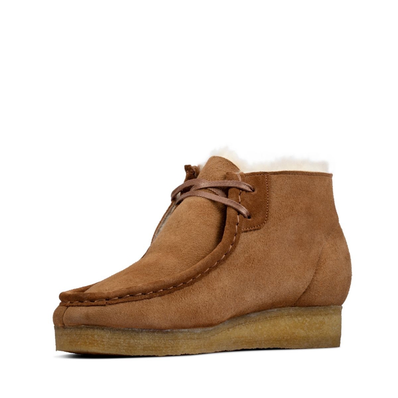 Brown Clarks Tan Wlined Lea Women's Desert Boots | 62985-ZPAD