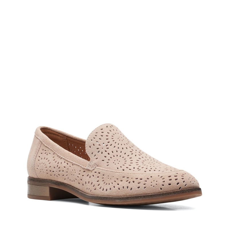 Brown Clarks Trish Calla Sand Suede Women's Loafers | 19264-OWTK