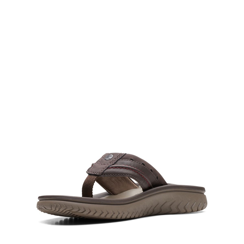 Brown Clarks Wesley Post Men's Flip Flops | 48973-CKFW