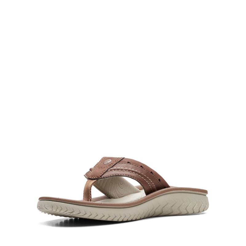 Brown Clarks Wesley Post Men's Flip Flops | 90147-USNA