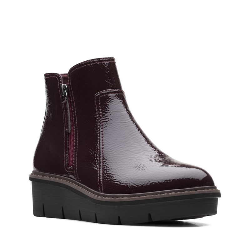 Burgundy Clarks Airabell Zip Women's Ankle Boots | 29548-JZHX