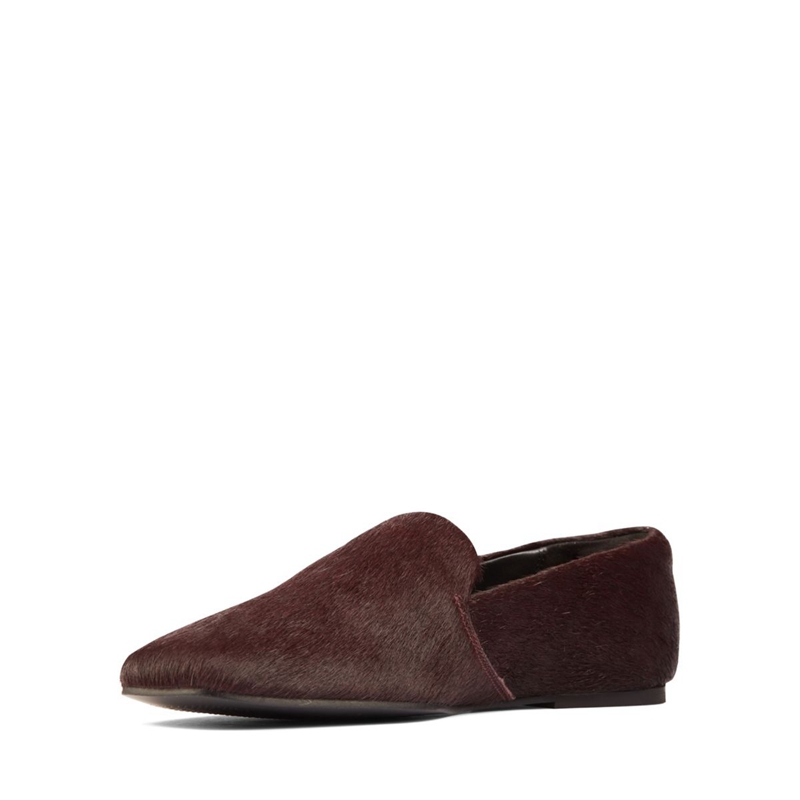 Burgundy Clarks Pure Slip Intrest Women's Flat Shoes | 67210-BDML