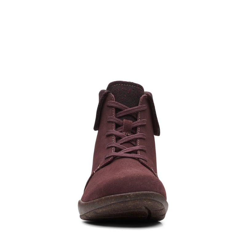 Burgundy Clarks Roseville Lace Suede Women's Desert Boots | 12903-BOIT