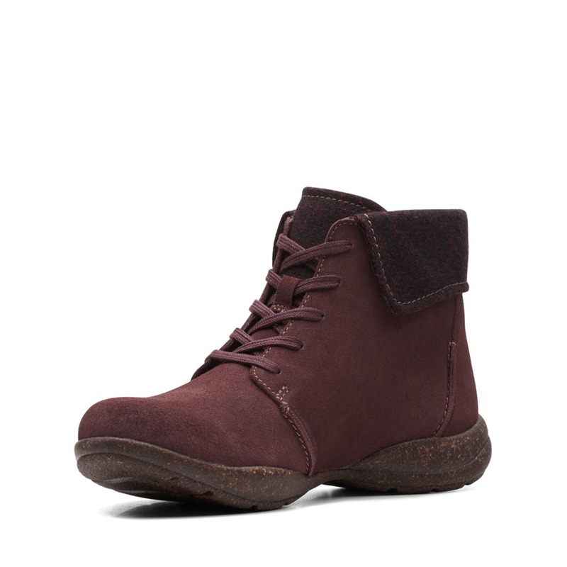 Burgundy Clarks Roseville Lace Suede Women's Desert Boots | 12903-BOIT