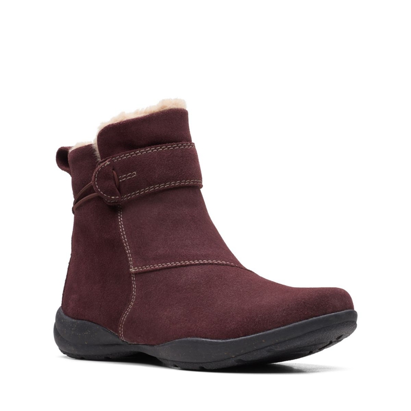 Burgundy Clarks Suede Women's Desert Boots | 86705-QBDU