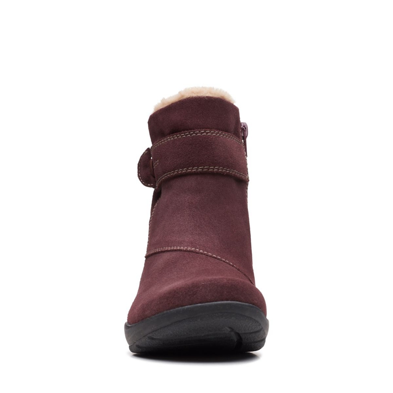 Burgundy Clarks Suede Women's Desert Boots | 86705-QBDU