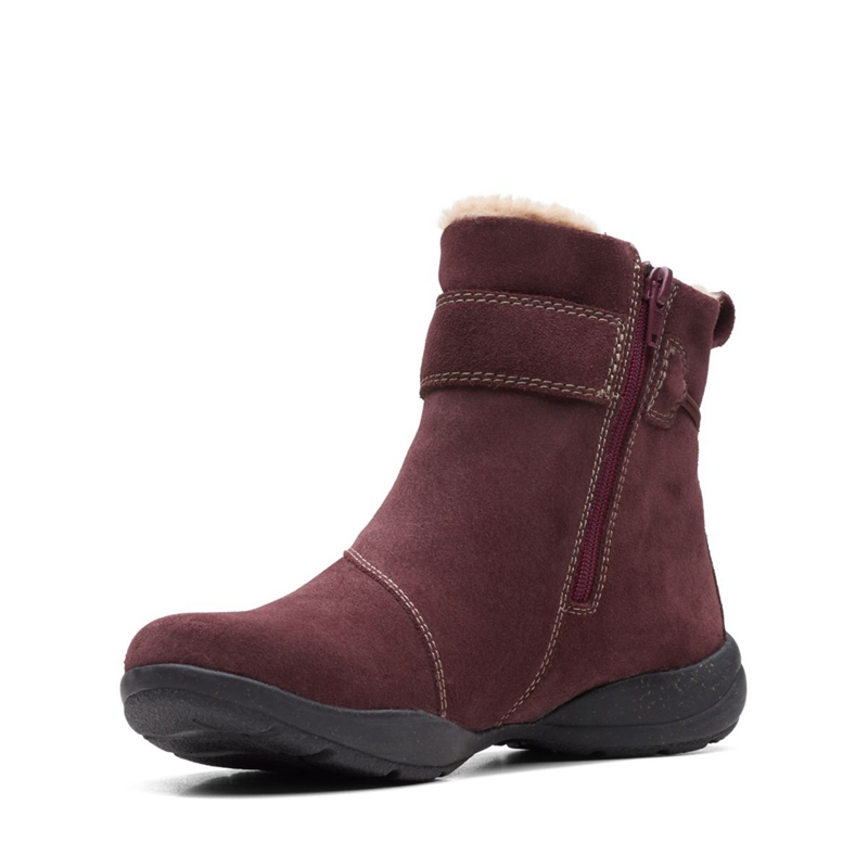 Burgundy Clarks Suede Women's Desert Boots | 86705-QBDU