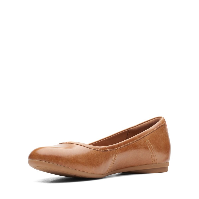 Dark Brown Clarks Canebay Plain Lea Women's Flat Shoes | 58960-QKVJ